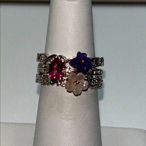 NWOT Gems En Vogue Sterling Silver Palladium Genuine Gemstone Designer Ring Boho